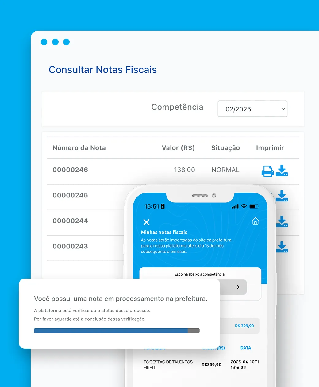 Emita notas fiscais ilimitadas diretamente pela plataforma